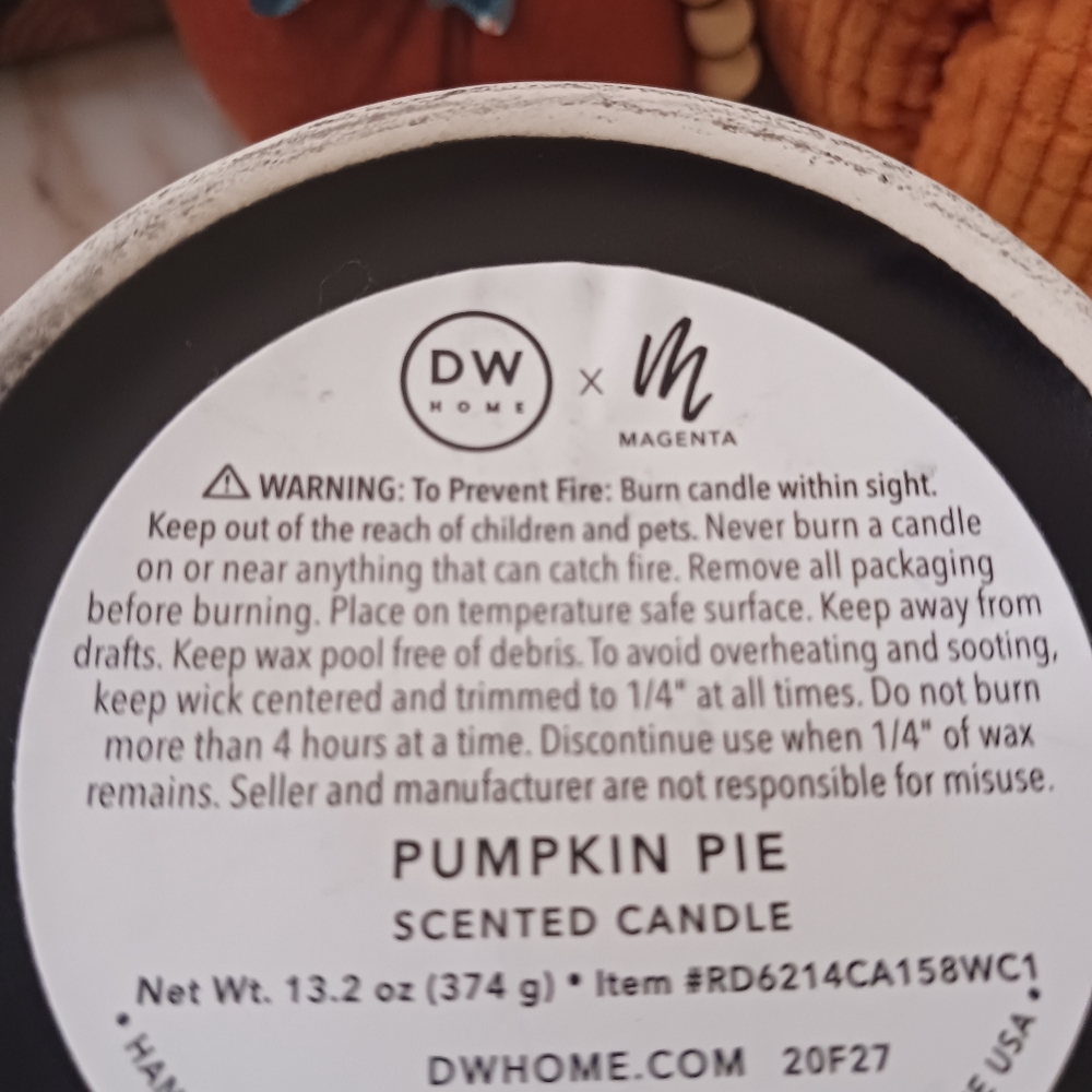NWOT Rae Dunn Pumpkin Pie Scent Candle, Halloween Black Ceramic Jar - Picture 2 of 6